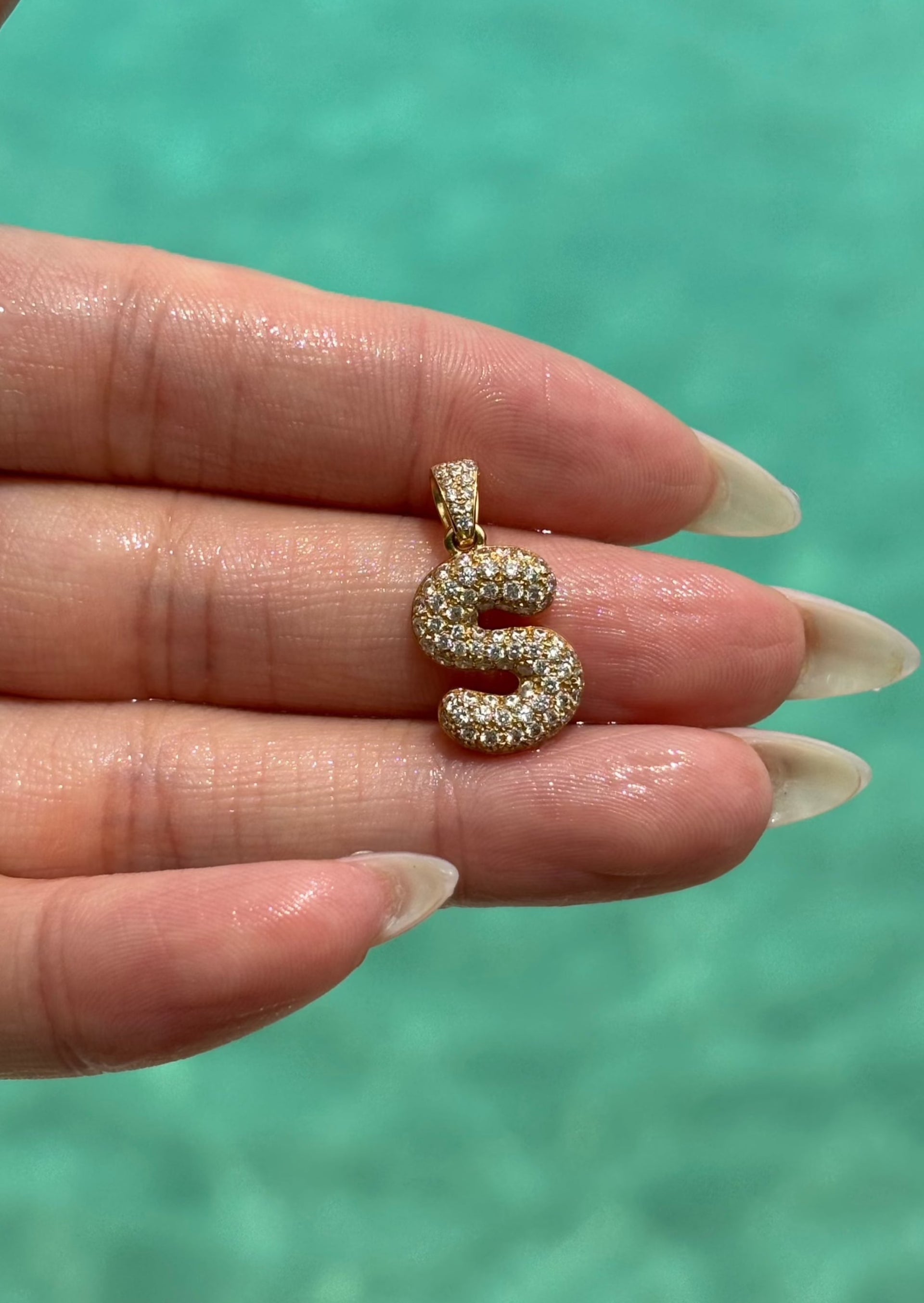Bubble Diamond Initial Pendant