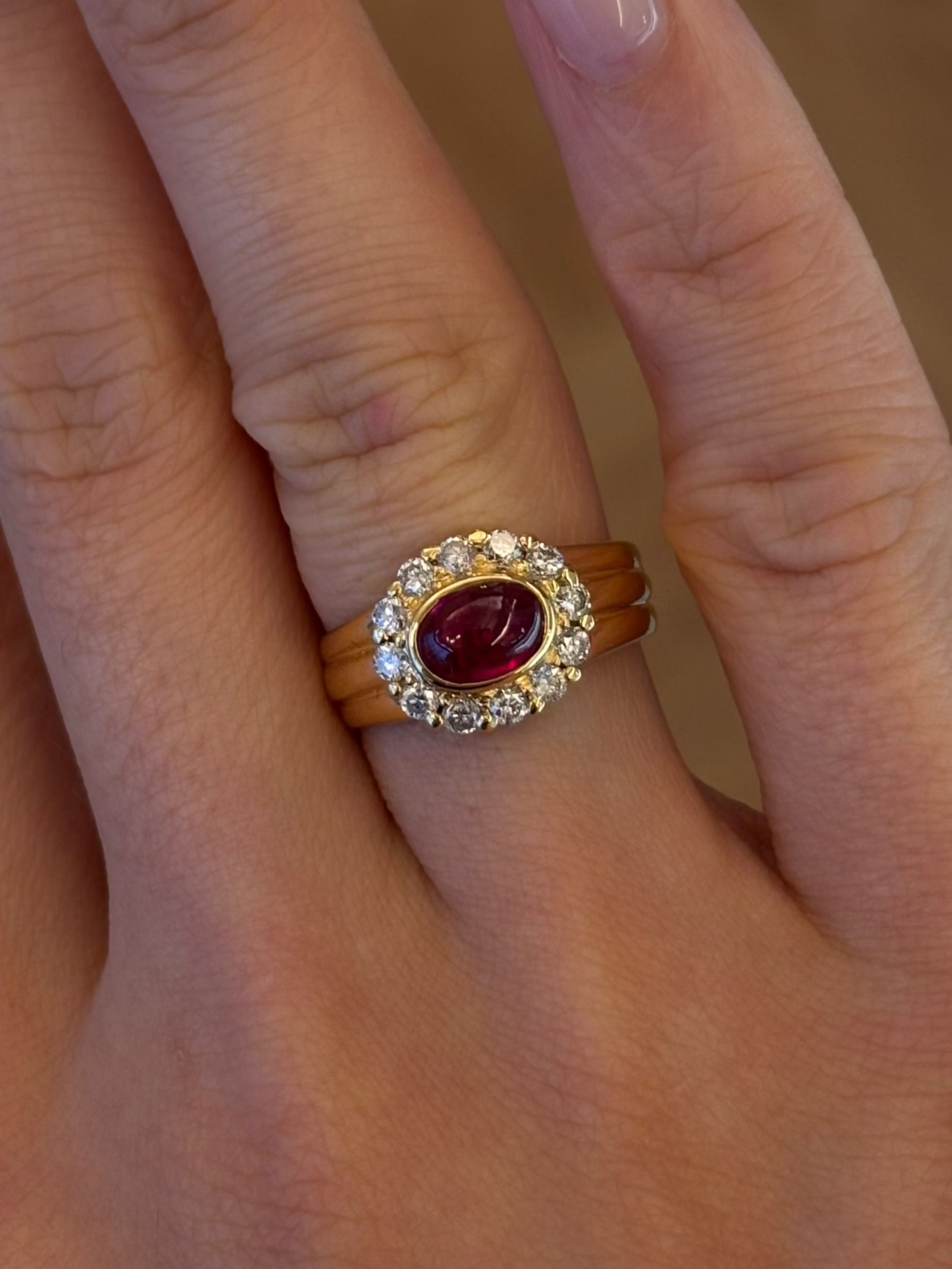 Vintage Ruby Diamond Gold Ring