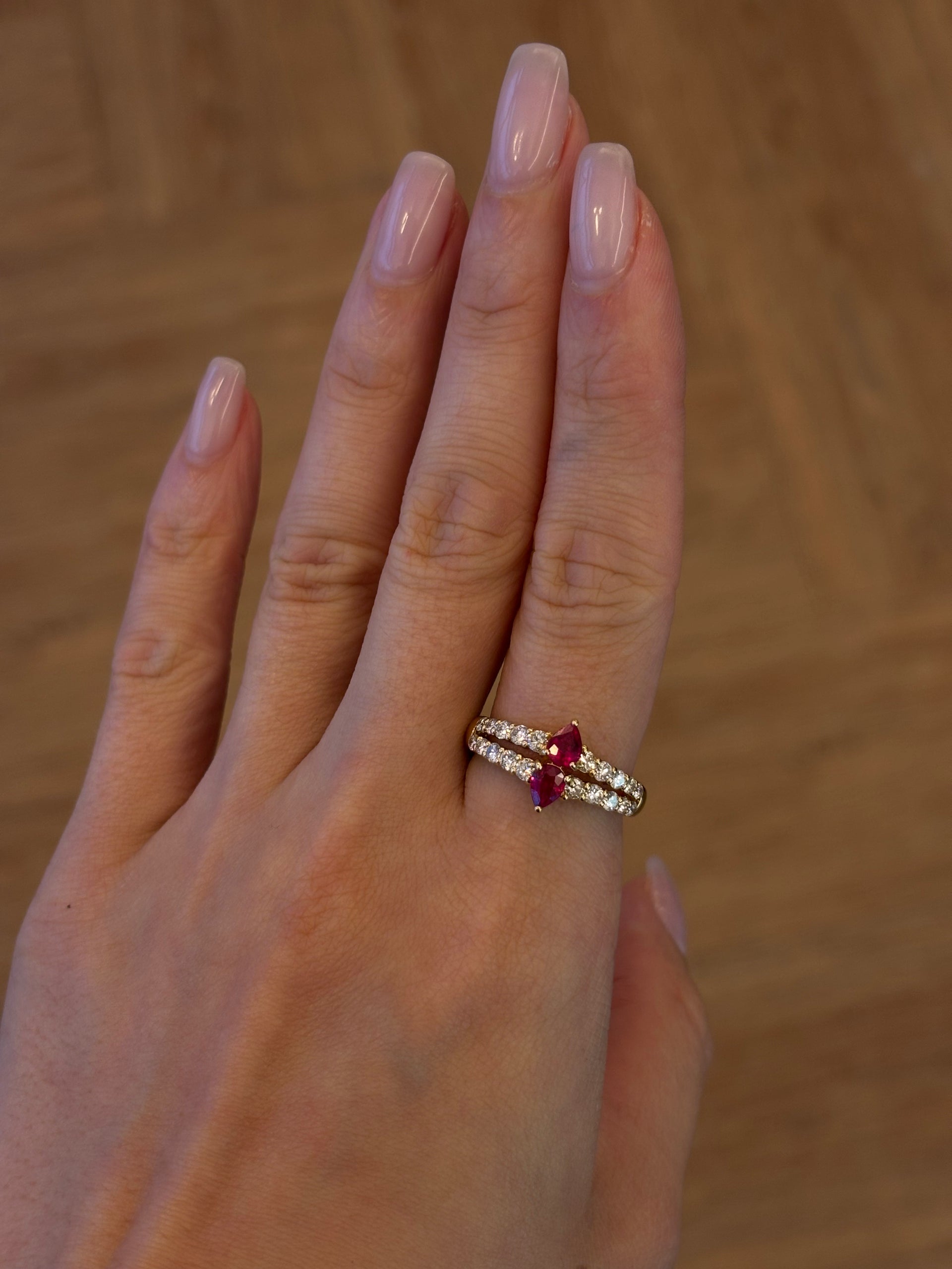Vintage Pear Ruby Diamond Ring