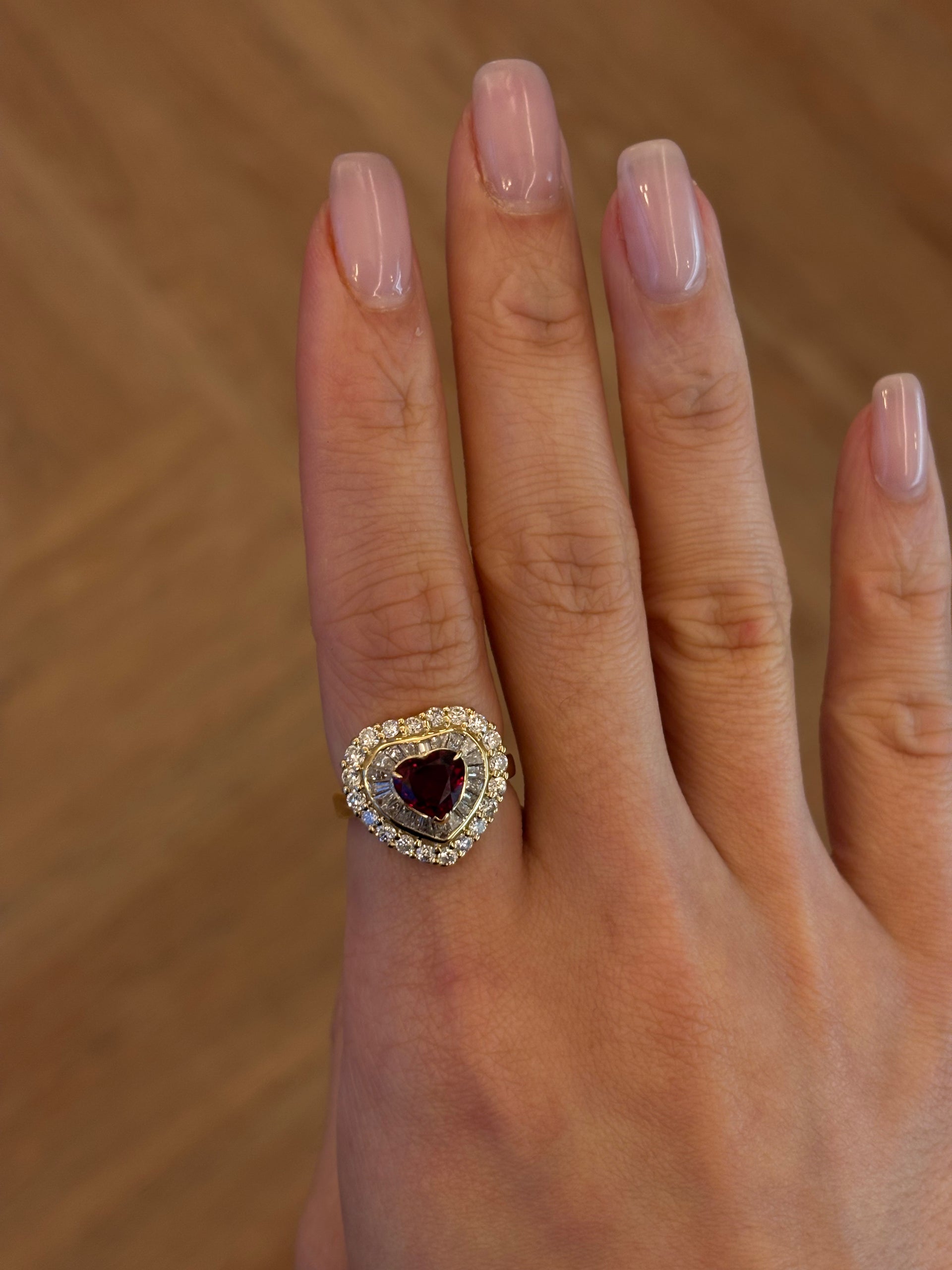 Vintage Ruby Diamond Heart Ring