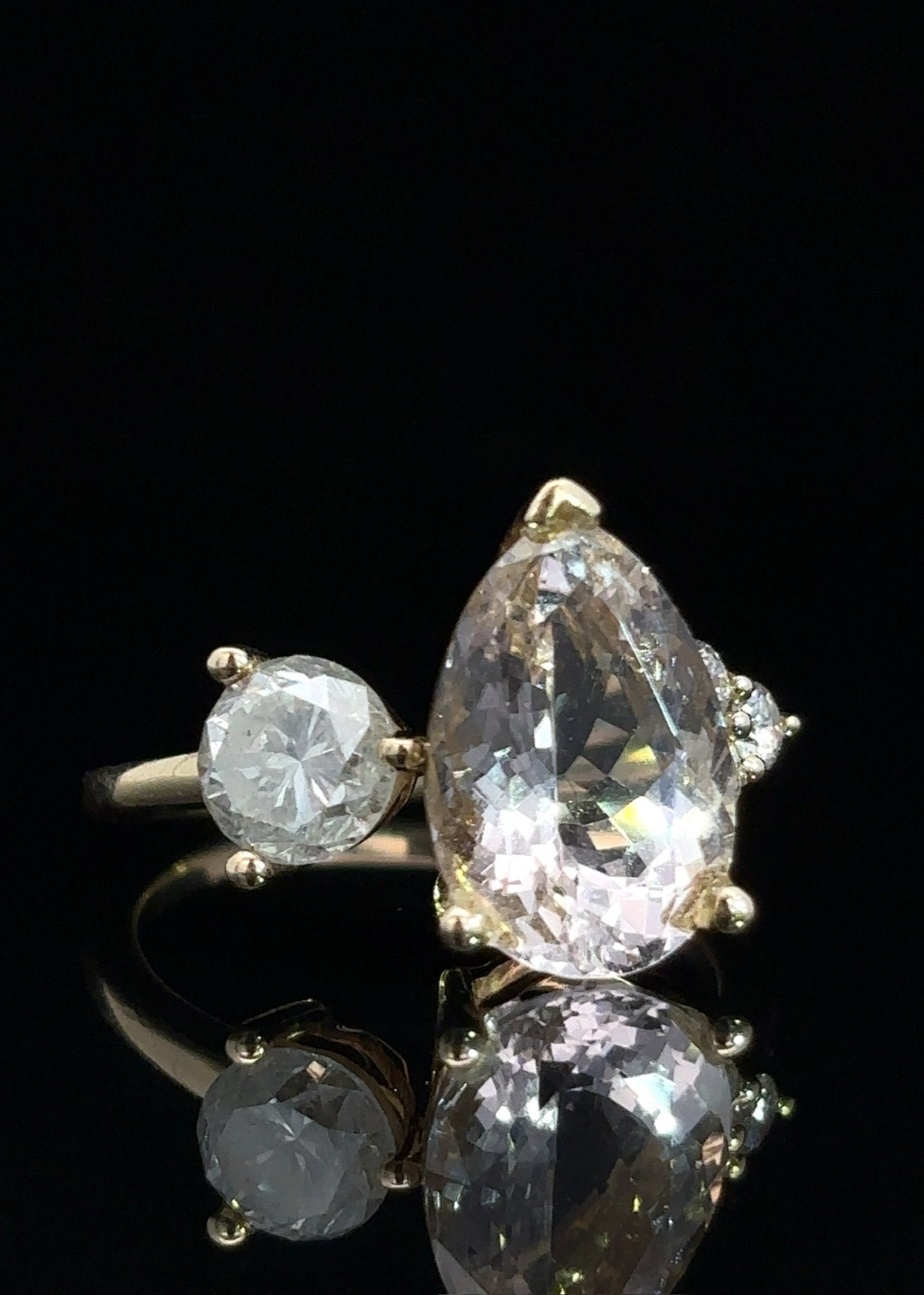 One&Only Milky Diamond Pear Shape Morganite Ring - SIA Jewelry