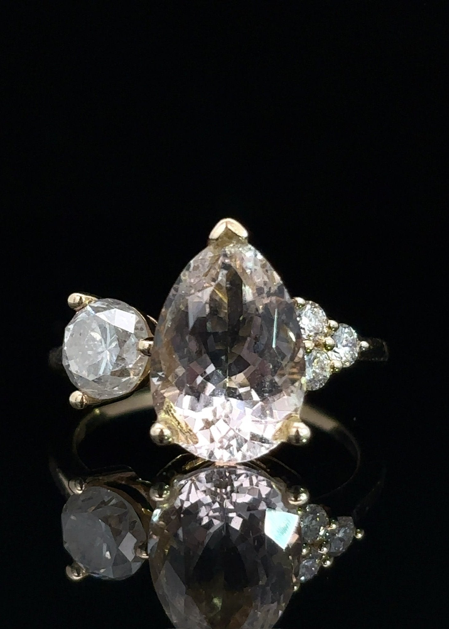 One&Only Milky Diamond Pear Shape Morganite Ring - SIA Jewelry
