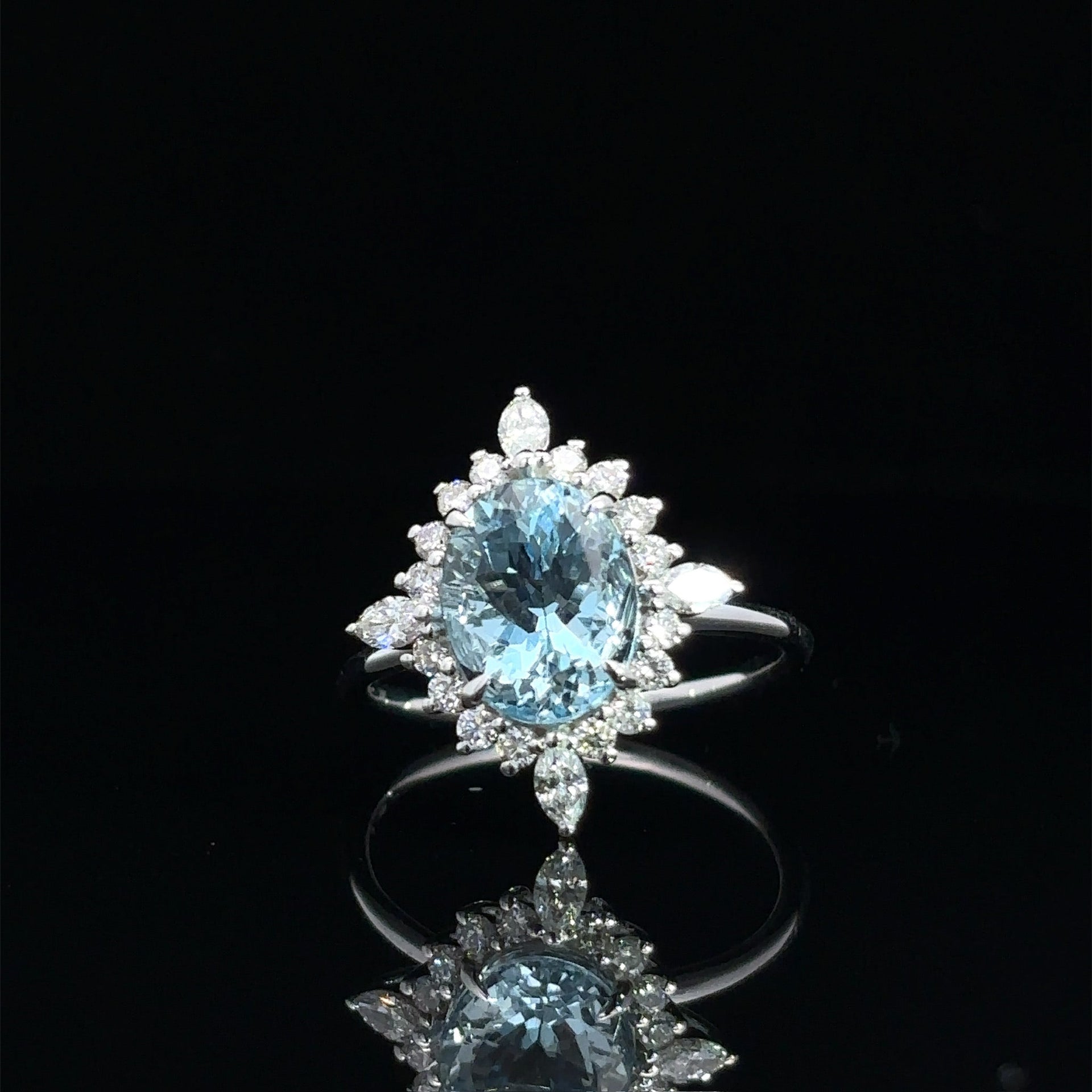 One&Only Oval Shape Aquamarine Diamond Ring - SIA Jewelry