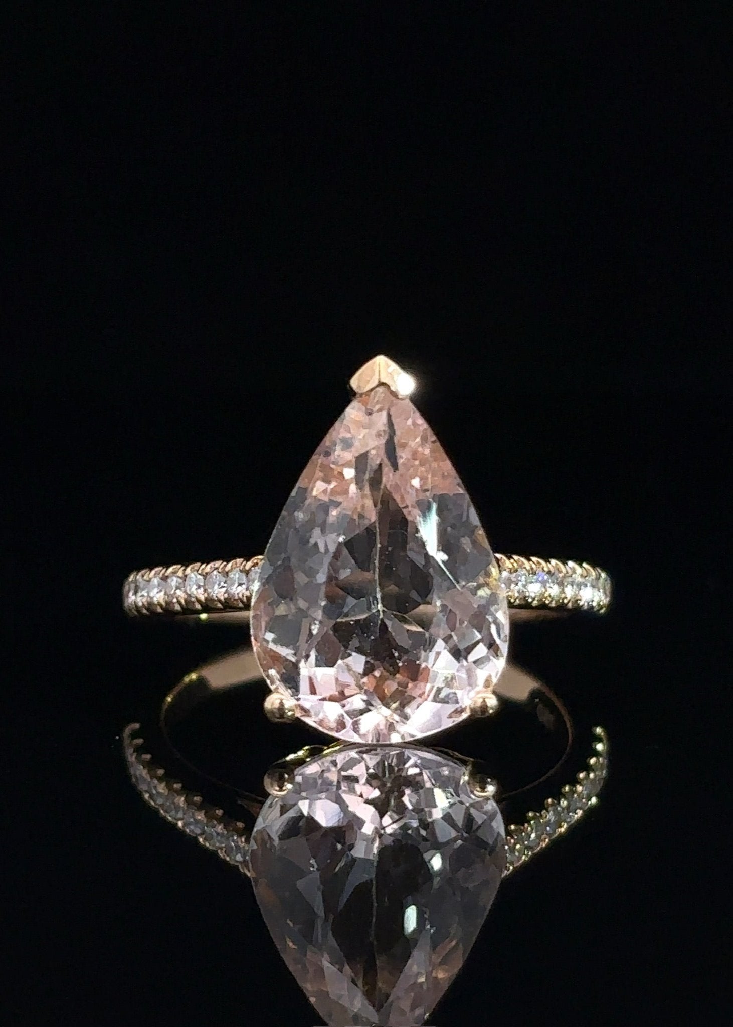 One&Only Pear Shape Morganite Diamond Ring - SIA Jewelry