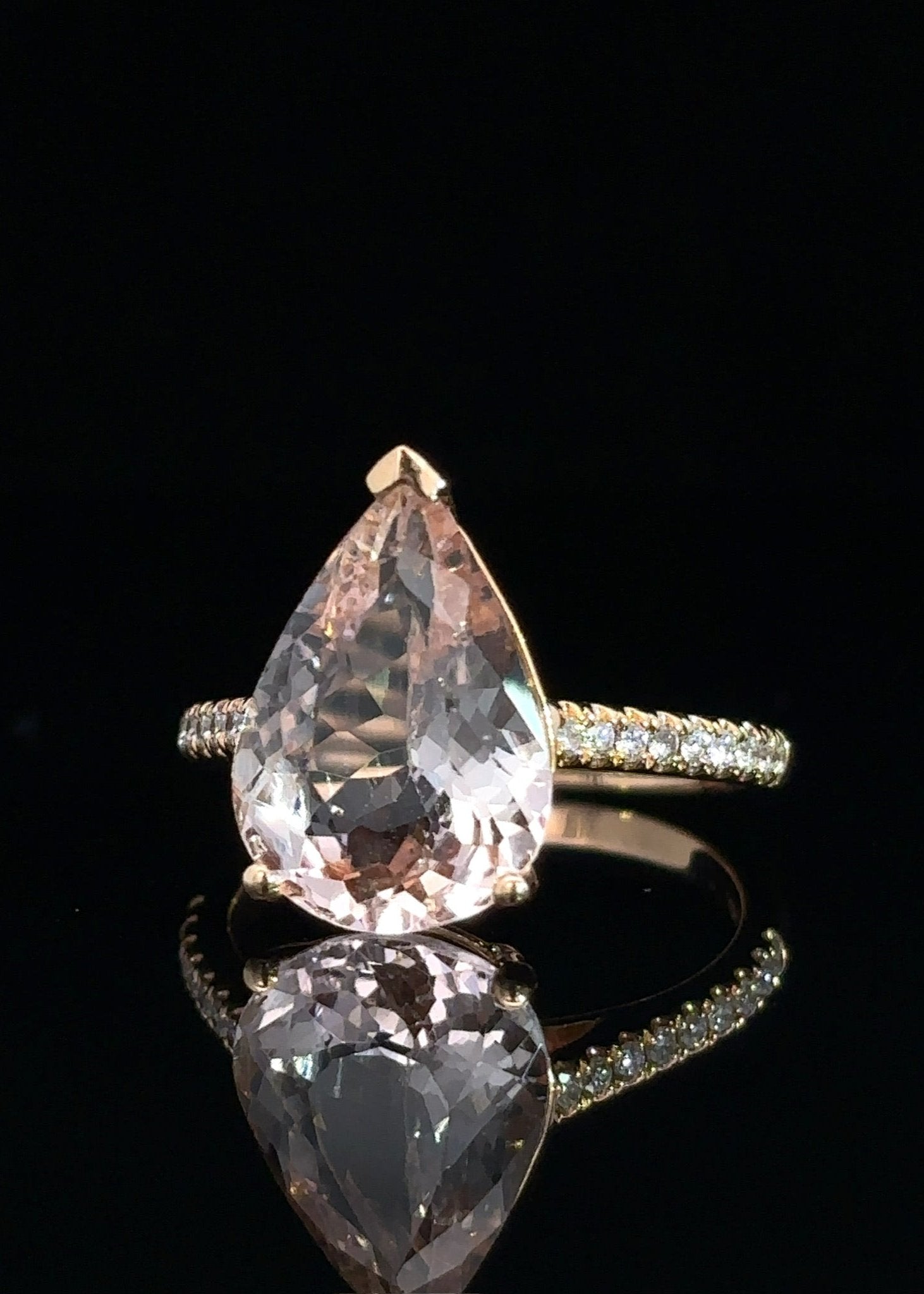 One&Only Pear Shape Morganite Diamond Ring - SIA Jewelry