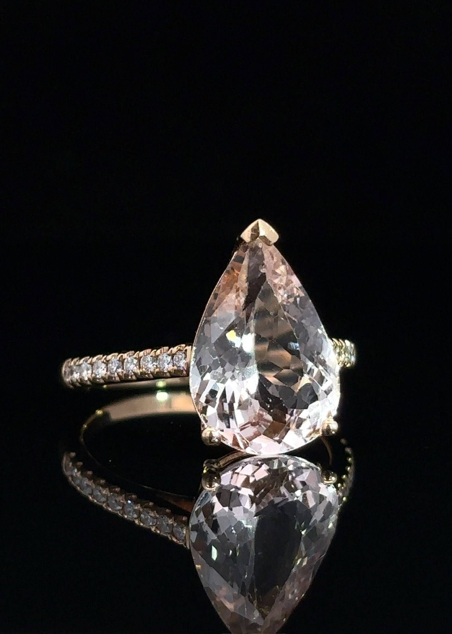 One&Only Pear Shape Morganite Diamond Ring - SIA Jewelry