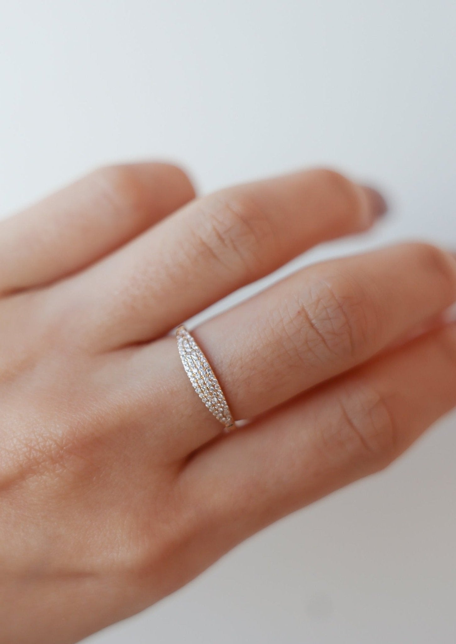 Pavé Diamond Lank Signet Ring - SIA Jewelry