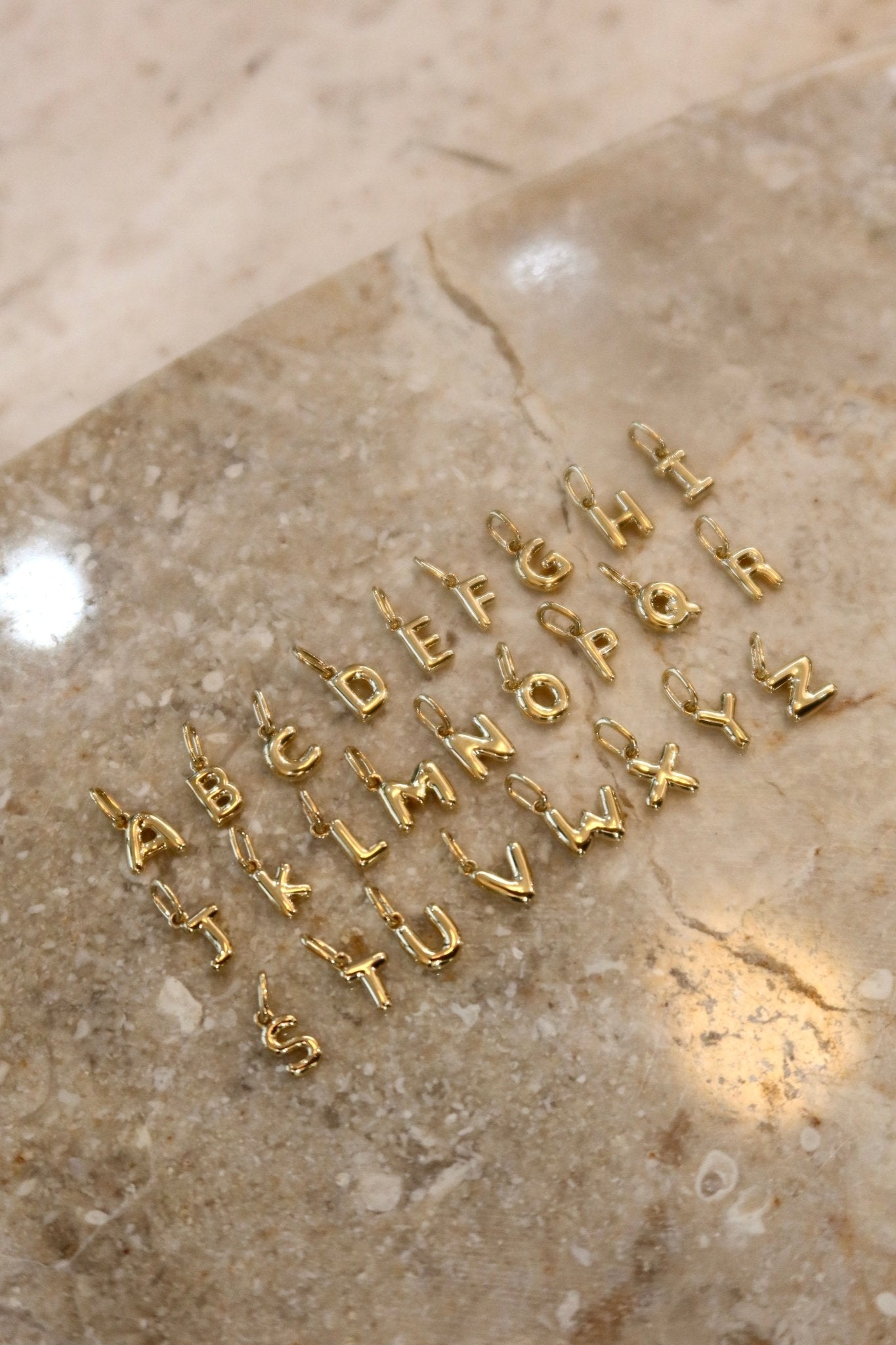 Petite Bubble Gold Initial Pendant - SIA Jewelry