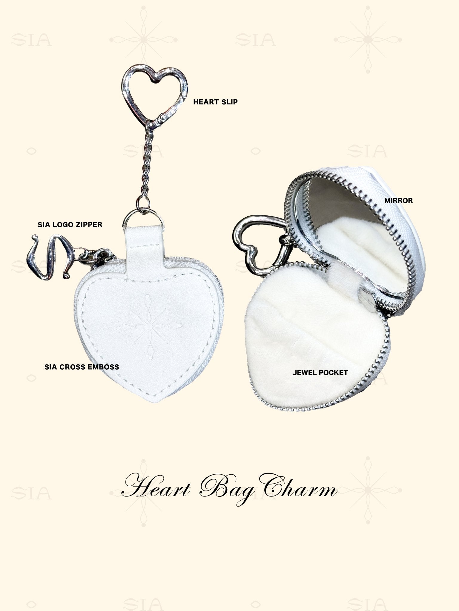 SIA Heart Bag Charm - SIA Jewelry