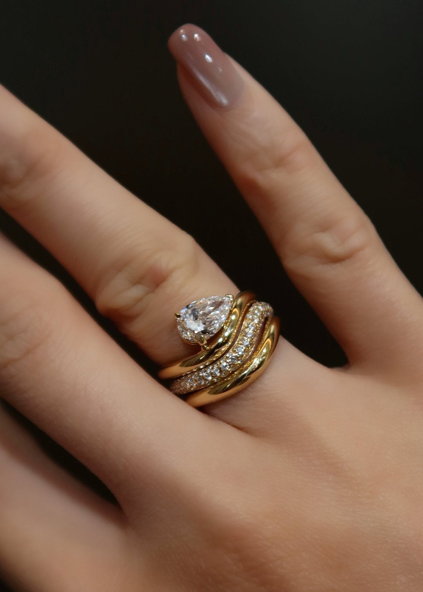 Velare Pear 1.00ct Diamond Ring Yellow Gold - SIA Jewelry