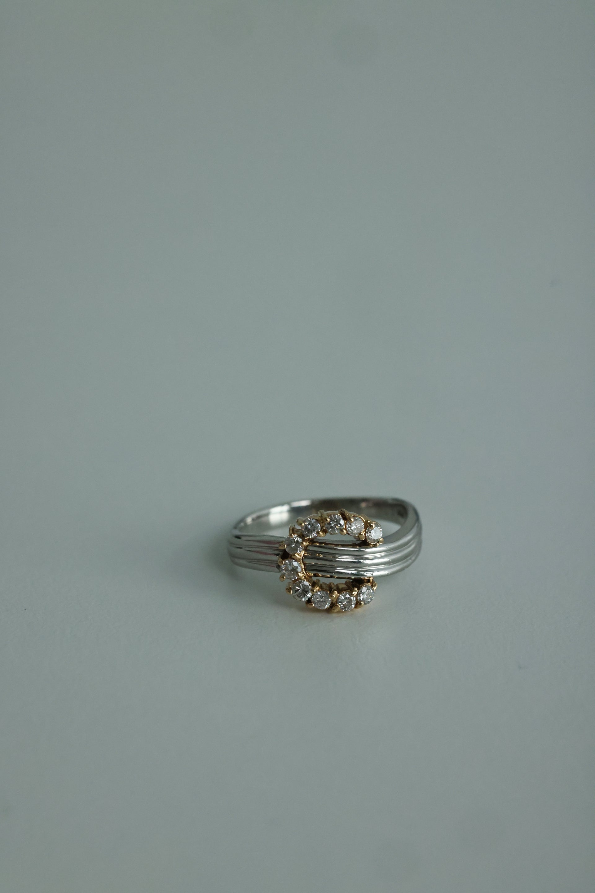 Vintage Mixed Gold Saddle Diamond Ring