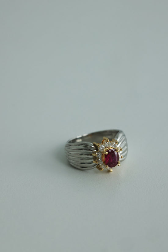 Vintage Mixed Gold Ruby Diamond Ring