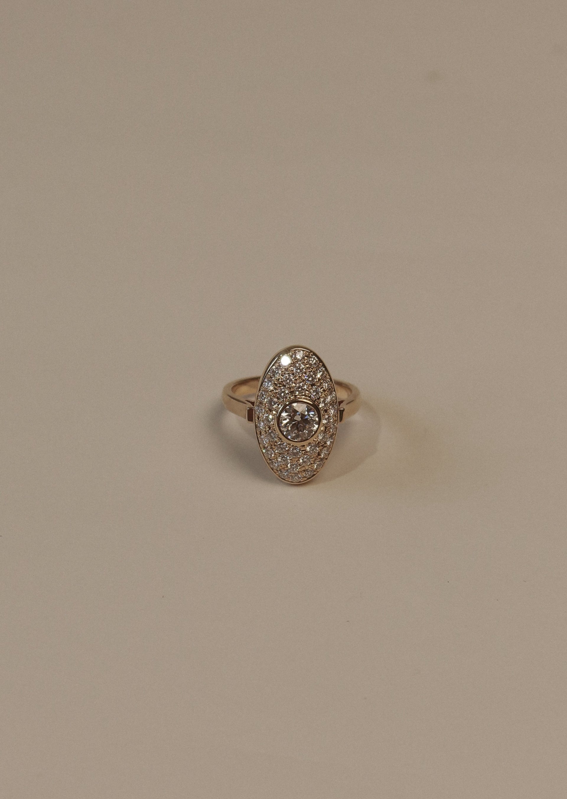 Vintage Oval Diamond Egg Ring
