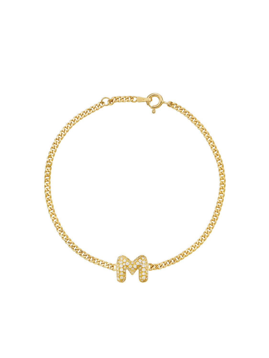 Baby Bubble Diamond Initial Chain Bracelet - SIA Jewelry