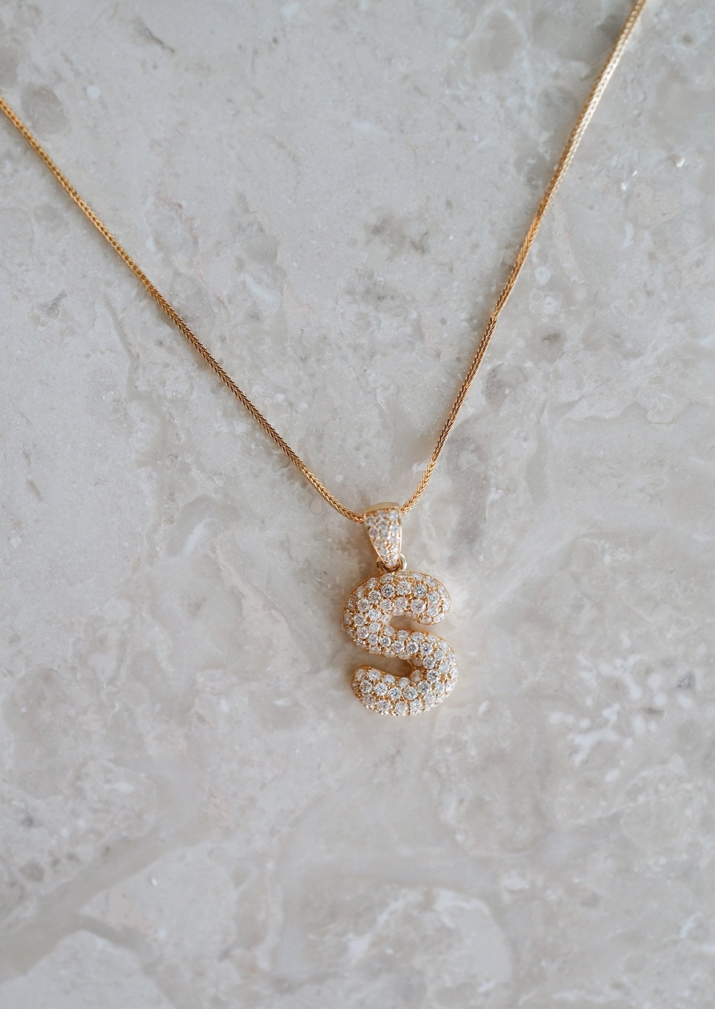 Bubble Diamond Initial Pendant - SIA Jewelry
