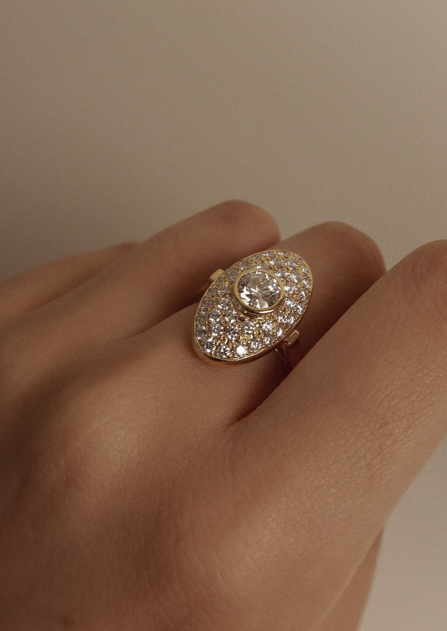Vintage Oval Diamond Egg Ring - SIA Jewelry