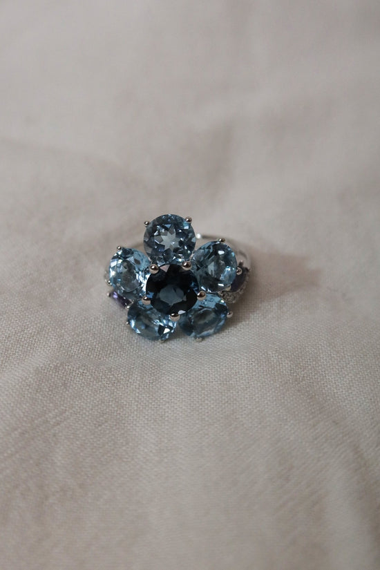 Vintage Topaz Diamond Flower Ring - SIA Jewelry