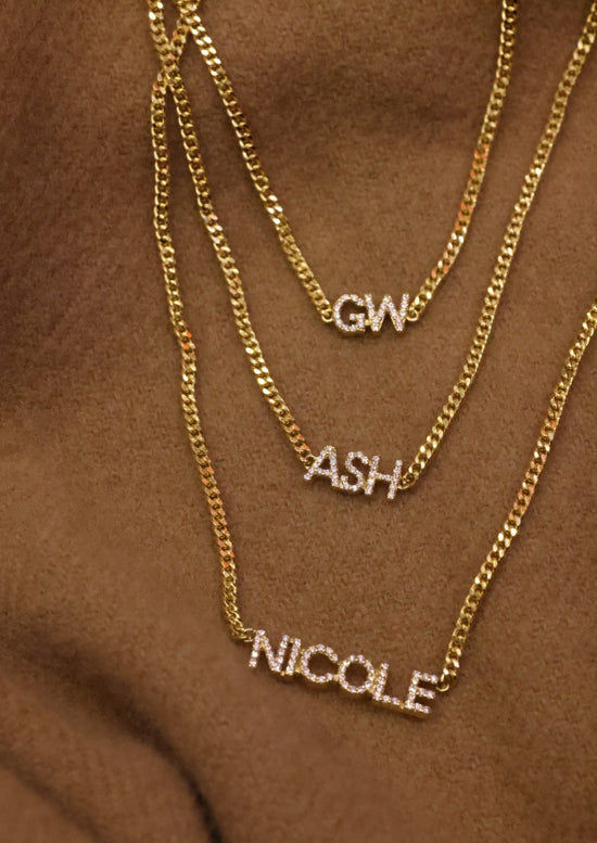 Diamond Nameplate Chain Necklace